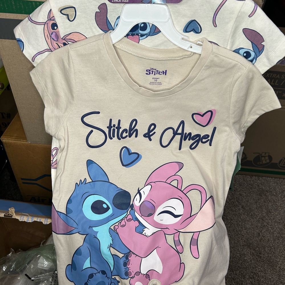 & Angel Kids Short Sleeve Tee - Cream and Pink